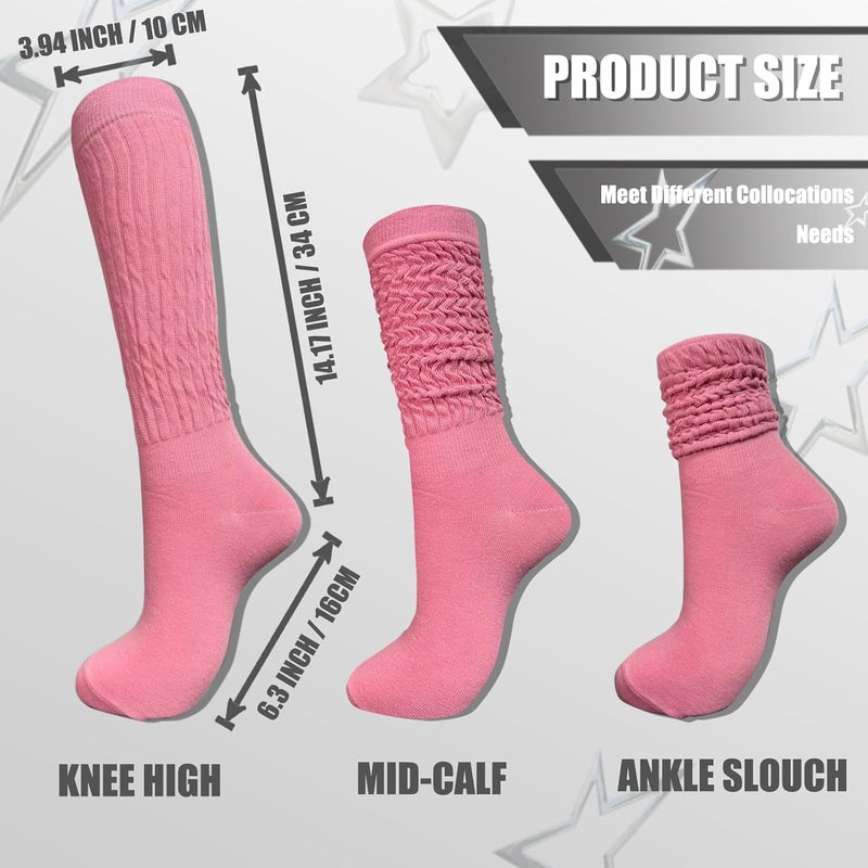 WILLBASIC 6 Pairs Slouch Socks for Women, Soft Extra Long Thick High Slouch Slouchy Sock for Women Mothers Gifts - Image 5